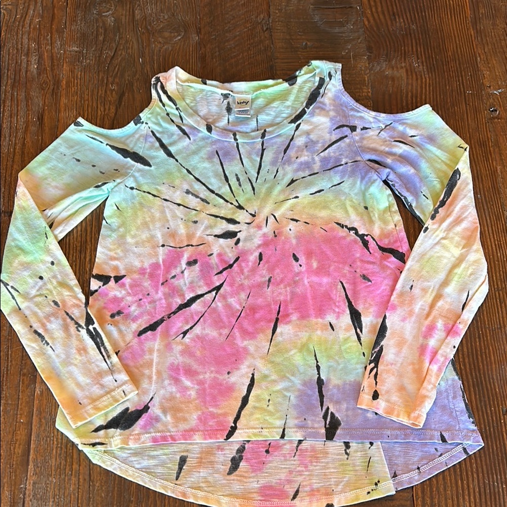 Tie-Dye Cold Shoulder Top - Multicolor